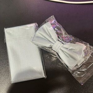 New Elegant Sage Green Bow Tie and Pocket Square Set